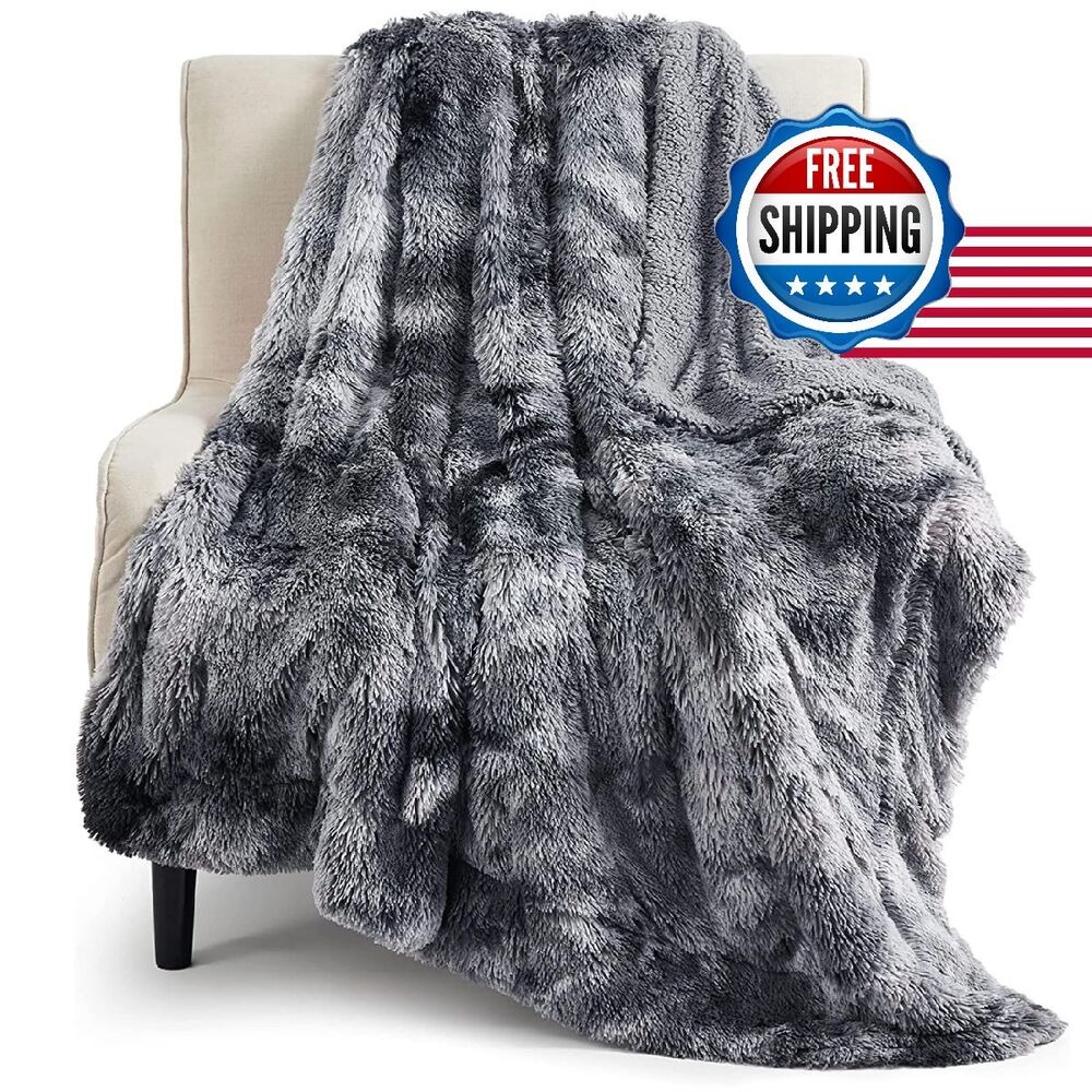 Gentlesoft Fuzzy Faux Fur Sherpa Fleece Blanket Twin Size Plush Thick